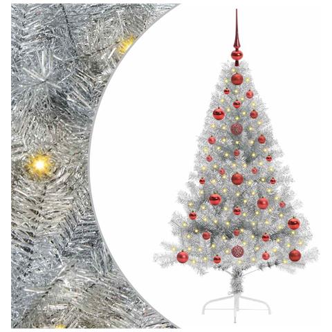 Albero di Natale artificiale con luci integrate Argento 120 cm - Foto 1