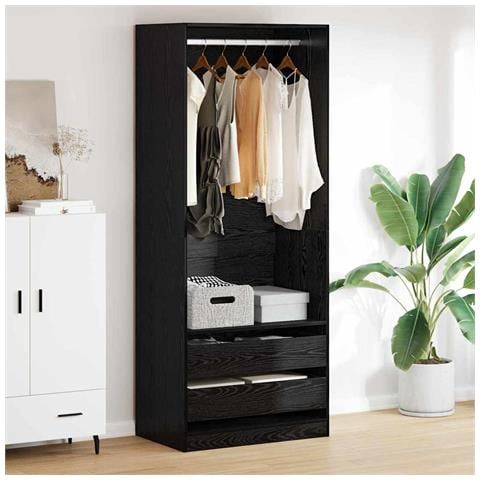Guardaroba Rovere Nero 80 x 50 x 200 cm Legno multistrato - Foto 2