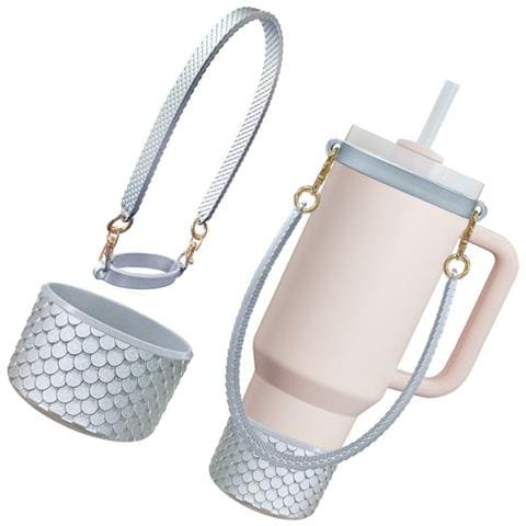 Set Di Tazze In Silicone Con Motivo A Squame Di Pesce: Manicotto Protettivo, Manico E Base - Vari Colori Silver - Foto 2