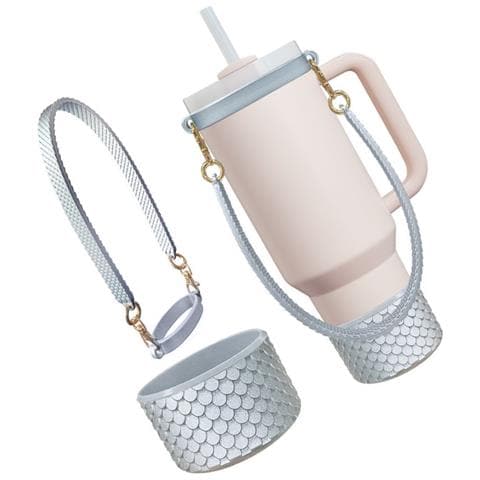 Set Di Tazze In Silicone Con Motivo A Squame Di Pesce: Manicotto Protettivo, Manico E Base - Vari Colori Silver - Foto 3