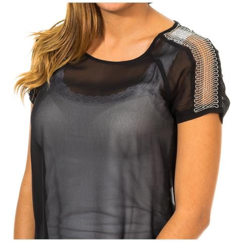 Blusa Da Donna A Manica Corta Con Tessuto Semitrasparente E Traspirante 10dmc0263 - Foto 2