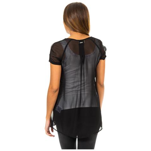 Blusa Da Donna A Manica Corta Con Tessuto Semitrasparente E Traspirante 10dmc0263 - Foto 3