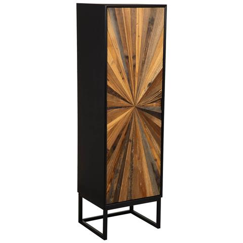 Mobiletto In Legno Di Recupero Nero Con 2 Ripiani 40,5x37x139,5h Cm - Foto 1