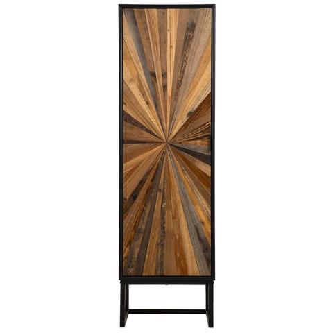 Mobiletto In Legno Di Recupero Nero Con 2 Ripiani 40,5x37x139,5h Cm - Foto 2