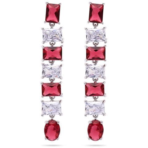 Orecchini a Goccia Quadrata Rosso Acceso - Foto 5