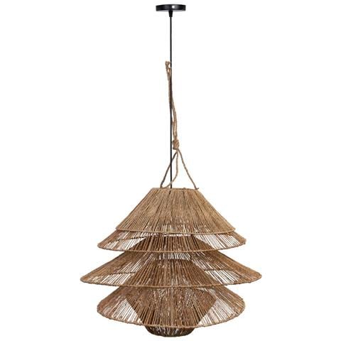 Lampada Da Soffitto In Rattan Marrone D60x30h Cm - Foto 2