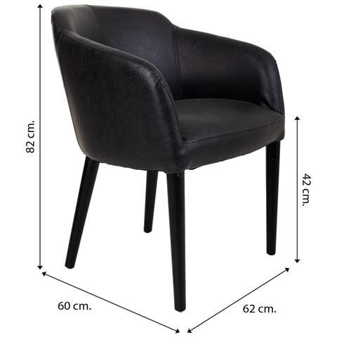 Poltrona In Legno Imbottita Nera 62x60x82h - Foto 8