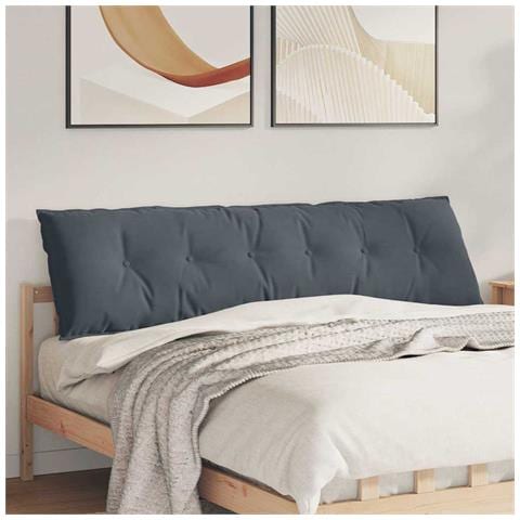 Cuscino per Schiena Grigio scuro 180 x 50 cm Tessuto in Cords - Foto 2