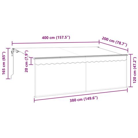 Tenda Retrattile Antracite 400 x 200 cm Poliestere e Alluminio - Foto 9