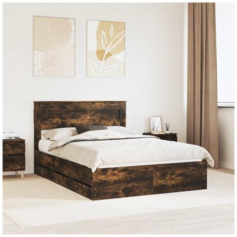 Struttura del letto con cassetto Rovere fumé 140 x 200 cm - Foto 2