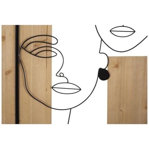 Decorazione In Metallo E Legno Volti-marrone-metallo-63x2x90 Cm - Foto 2