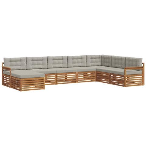 Set divani con cuscino 8 pcs Grigio Naturale e Chiaro - Foto 1