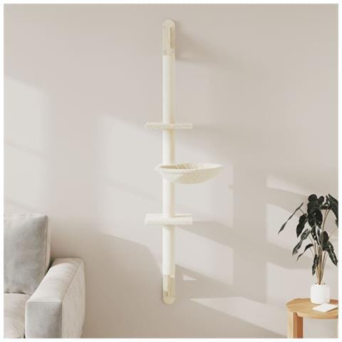 Albero per Gatti con Tiragraffi a Parete Crema 142,5 cm - Foto 2