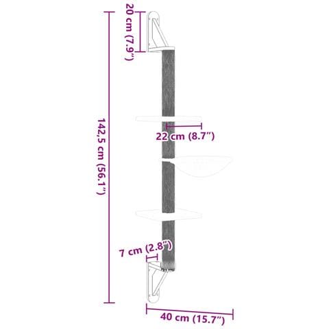 Albero per Gatti con Tiragraffi a Parete Crema 142,5 cm - Foto 7