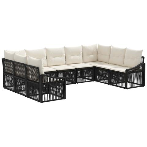 Set Divano da Giardino 9 pcs Nero polyrattan - Foto 1