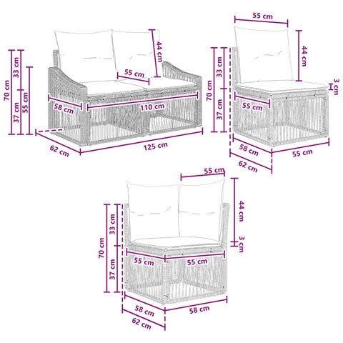 Set Divano da Giardino 9 pcs Nero polyrattan - Foto 9