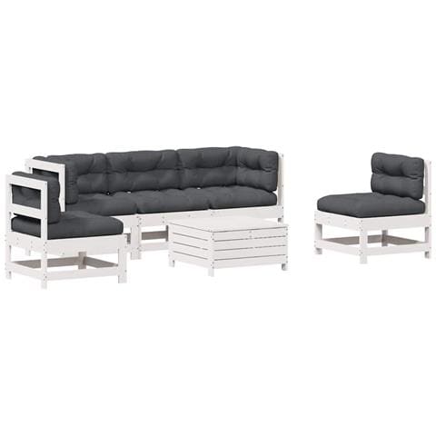 Set Salotto da Giardino 6 pz Bianco in Legno Massello di Pino - Foto 1