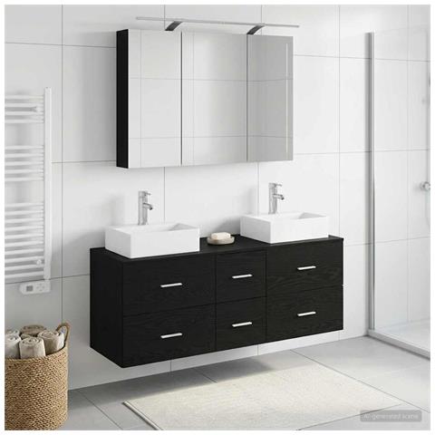 Set di mobili per il bagno 4 pcs Rovere Nero - Foto 2