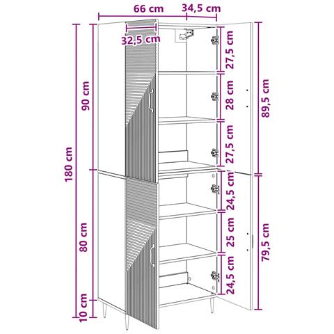 Set di armadi 2 pcs 66 x 34,5 x 89,5 cm Legno ingegnerizzato - Foto 9