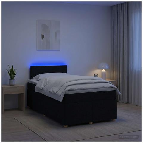 Letto box spring con materasso Nero 120 x 190 cm Tessuto - Foto 2
