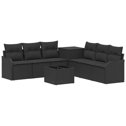 Set di divani 8 pz Nero Rattan sintetico e Acciaio - Foto 1