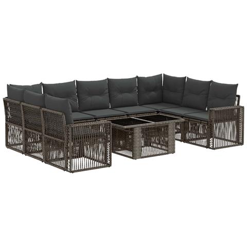 Set Divano da Giardino 10 pz Grigio e Grigio Scuro polyrattan - Foto 1