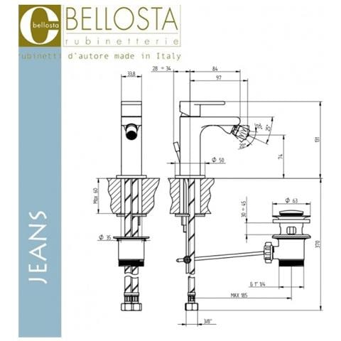 Miscelatore Per Bidet, Bellosta Serie Jeans Art.4807 - Cromo Con Scarico A Magazzino - Foto 2