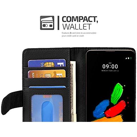 Custodia Compatibile Con Lg K8 2016 In Nero Ossido - Coperchio Protettivo Con Chiusura Magnetica E 3 Slot Per Carte - Foto 2