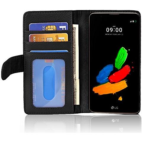 Custodia Compatibile Con Lg K8 2016 In Nero Ossido - Coperchio Protettivo Con Chiusura Magnetica E 3 Slot Per Carte - Foto 1