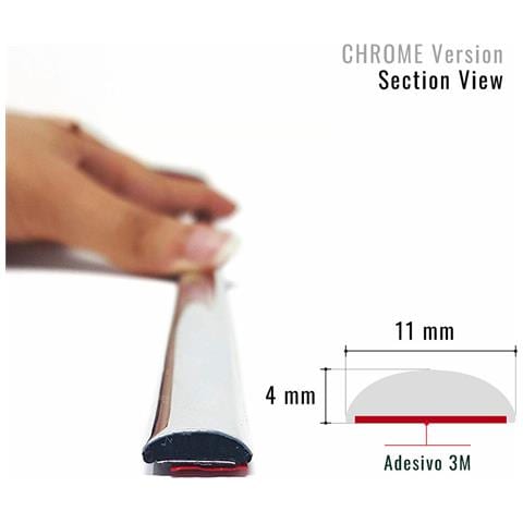 Profilo Cromato Per Auto Con Biadesivo 3m Apt, 11 Mm X 250 Cm - Foto 2