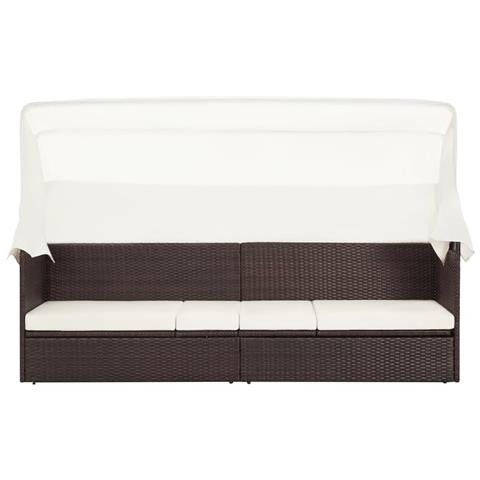 Divano da Giardino con Tettoia in Polyrattan Marrone - Foto 2