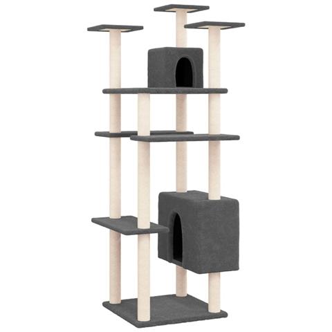 Albero Per Gatti Con Tiragraffi In Sisal Grigio Scuro 162 Cm - Foto 1