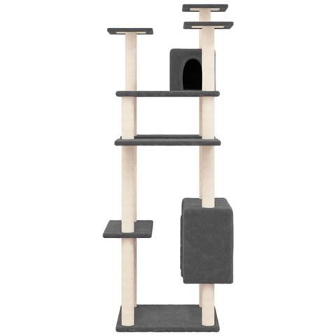 Albero Per Gatti Con Tiragraffi In Sisal Grigio Scuro 162 Cm - Foto 2