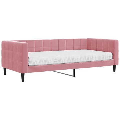 Divano Letto Con Materasso Rosa 90x200 Cm In Velluto - Foto 1