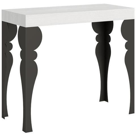 Consolle Allungabile 90x40/196 Cm Paxon Small Premium Telaio Antracite - Bianco Frassino - Foto 5