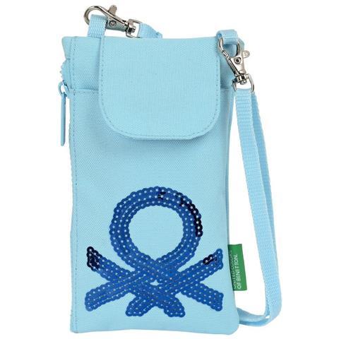 Portamonete Benetton Sequins Custodia Per Cellulare Azzurro Chiaro - Foto 1