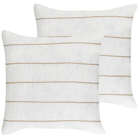 Set Di 2 Cuscini Milas Lino 50 X 50 Cm Bianco A Strisce - Foto 7