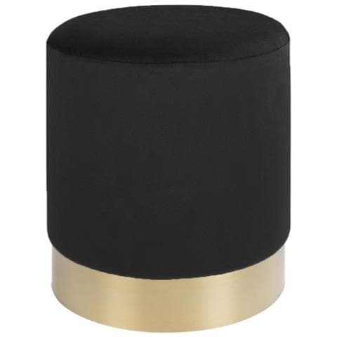 Pouf Gamby - Nero - Velluto - 34x34x43 Cm - Foto 1