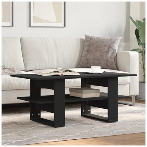 Tavolino Da Salotto Nero 102x55x42 Cm In Legno Multistrato - Foto 1