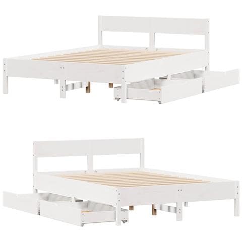 Letto senza Materasso Bianco 120x190 cm Legno Massello di Pino - Foto 2