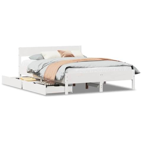 Letto senza Materasso Bianco 120x190 cm Legno Massello di Pino - Foto 1