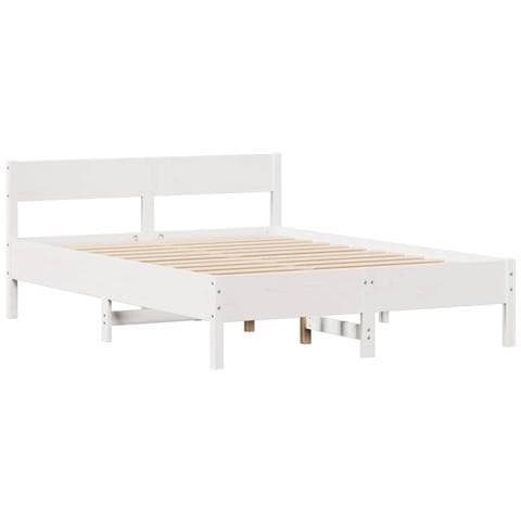 Letto senza Materasso Bianco 120x190 cm Legno Massello di Pino - Foto 10