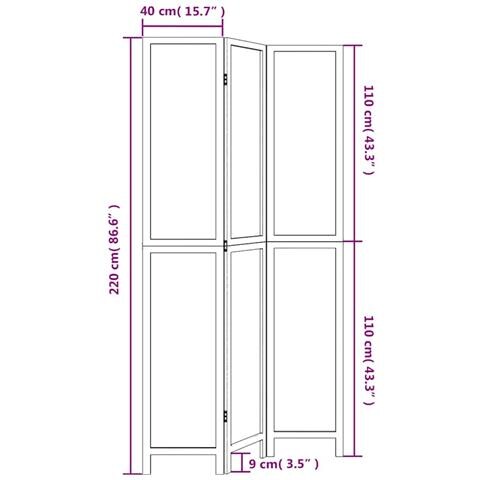 Divisorio Ambienti 3pannelli Bianco Legno Massello Di Paulownia - Foto 8