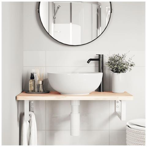 Reggimensole Per Lavabo 2 Pz Bianche Rettangolari In Acciaio - Foto 3