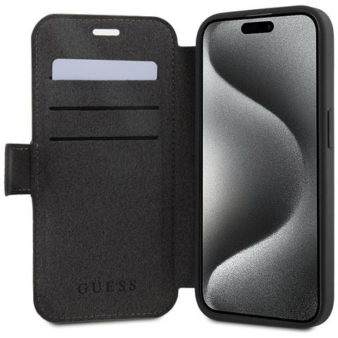 Custodia Per Iphone 15 Pro Series Custodia A Libro Con Funzione Stand E Slot Per Schede, Grigio Scuro - Foto 5