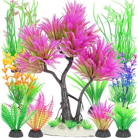 Albero Rosa Plastico Per Acquario Con Arbusti Artificiali - Decorazione Unica - Foto 1