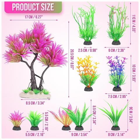 Albero Rosa Plastico Per Acquario Con Arbusti Artificiali - Decorazione Unica - Foto 4