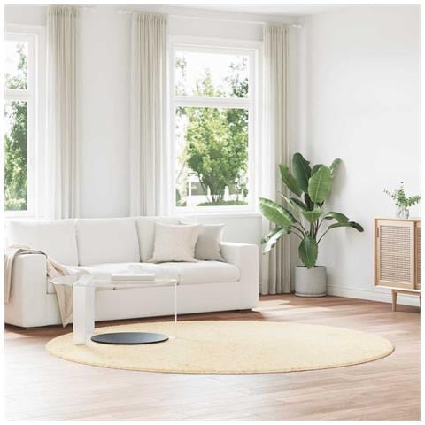 Tappeto Shaggy a Pelo Lungo NAVARRA Crema 240x240 cm poliestere - Foto 1
