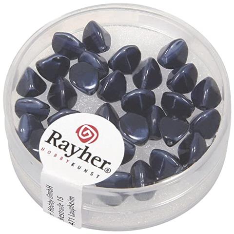Rayher - 32 Pezzi - Perle In Vetro Triangolare 7mm - Colore Blu Notte - Foto 1