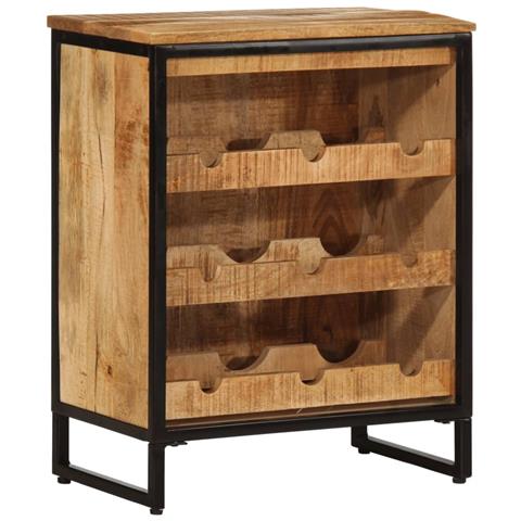 Portabottiglie Per 9 Bottiglie 55x33x70 Cm Legno Massello Mango - Foto 1